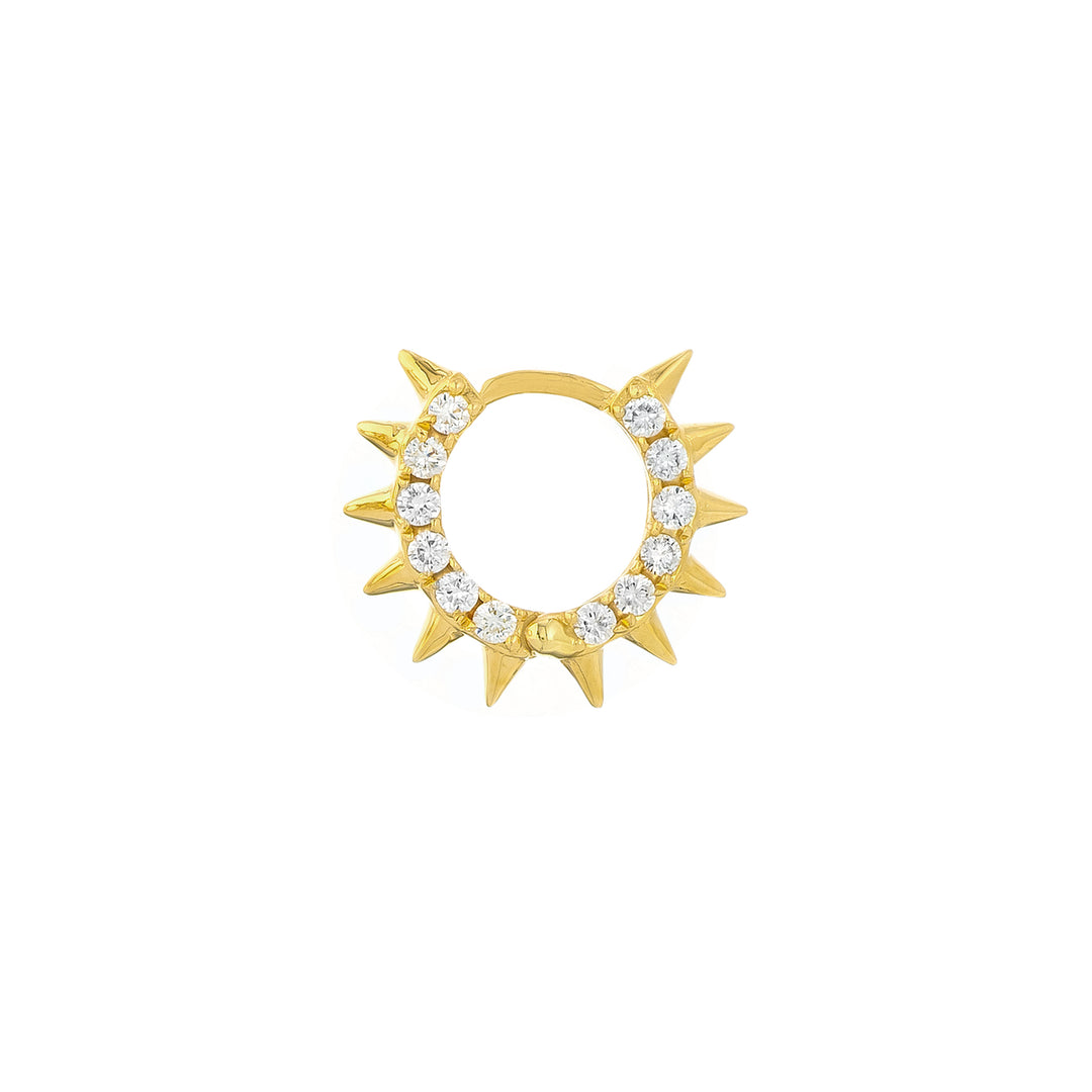 Pavé Diamond Sides Spiked Huggie Earrings