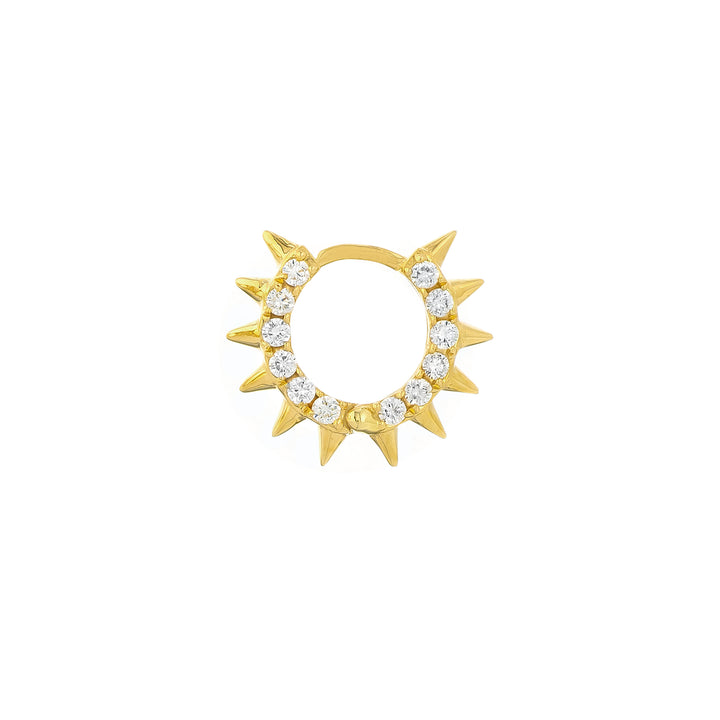 Pavé Diamond Sides Spiked Huggie Earrings