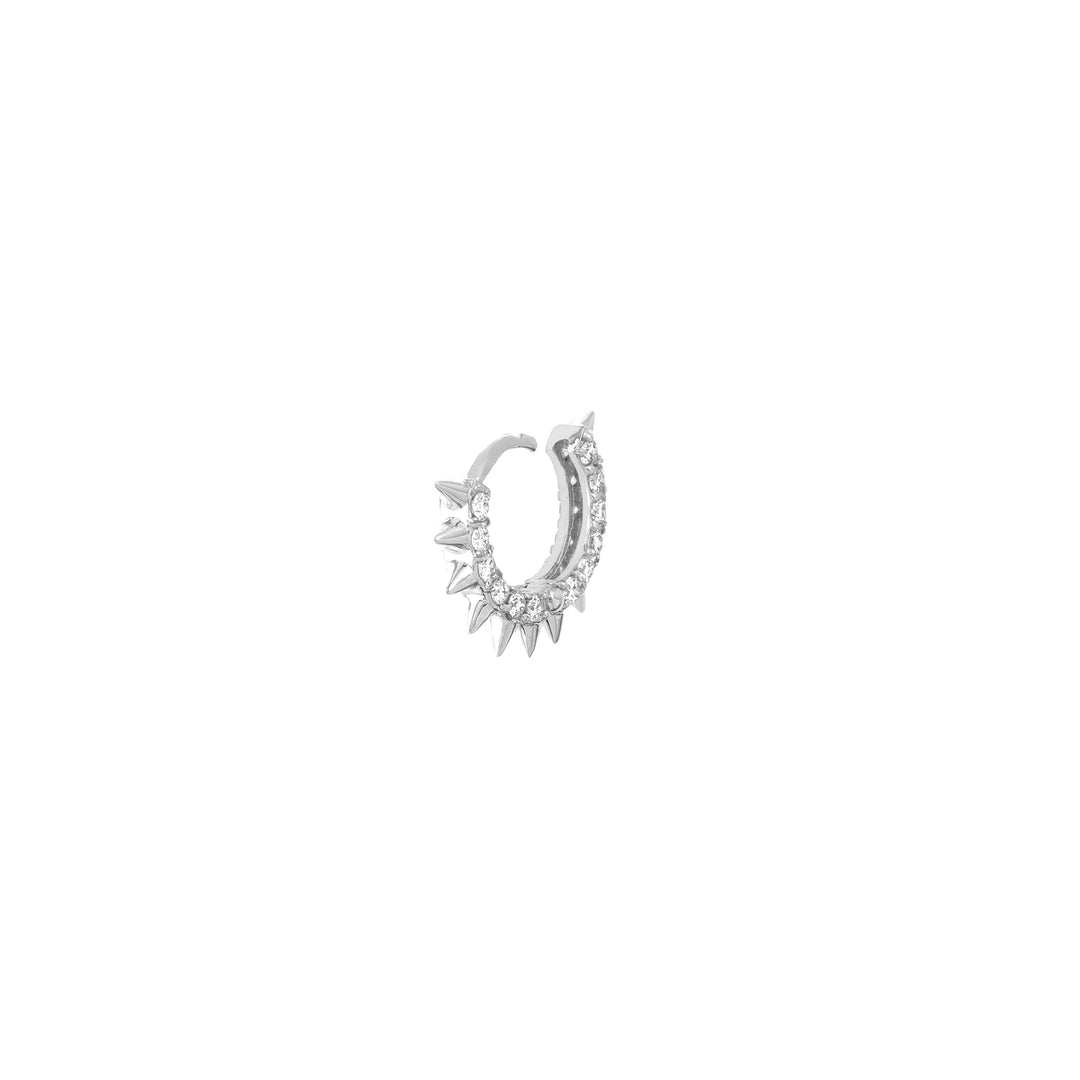 Pavé Diamond Sides Spiked Huggie Earrings