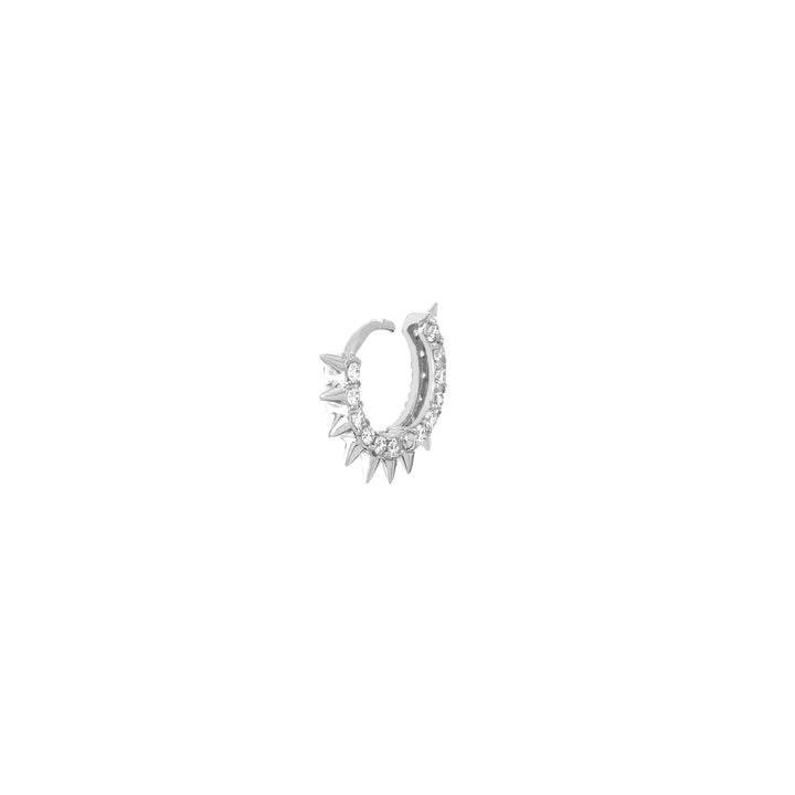 Pavé Diamond Sides Spiked Huggie Earrings