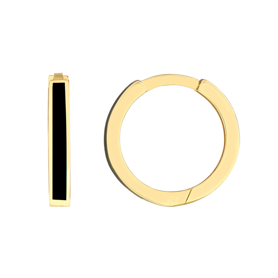 Black Enamel Baby Hoop Earrings