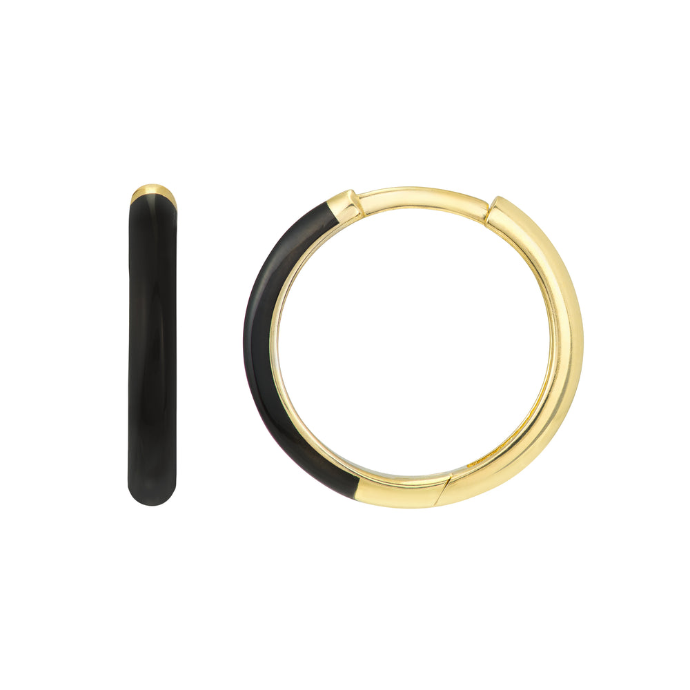 Black Enamel 1/2 Polished Hoops
