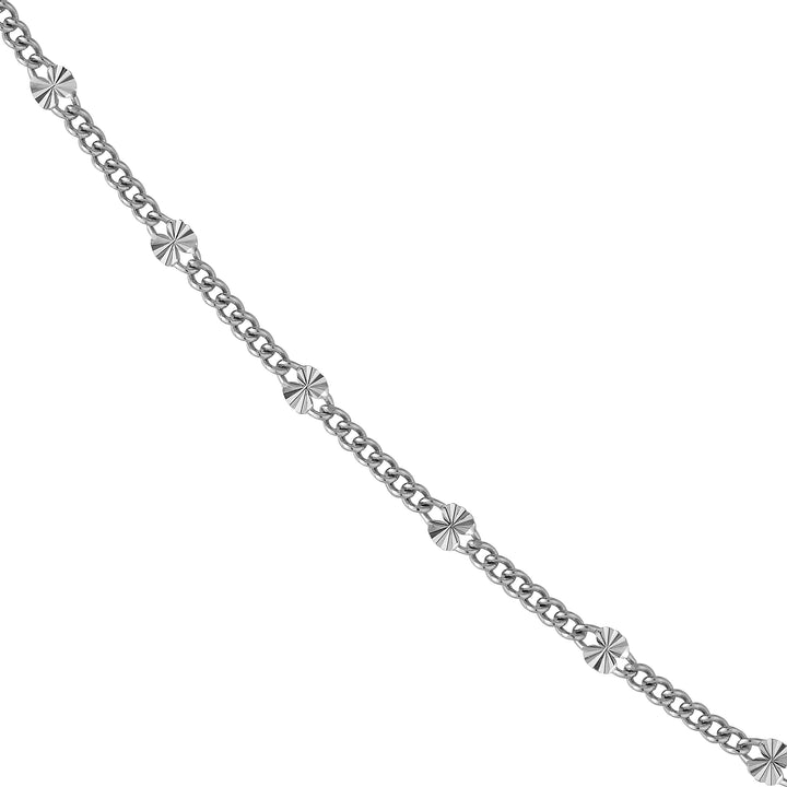 Radiant Disk Stations on Curb Chain with Pear Shape Lock