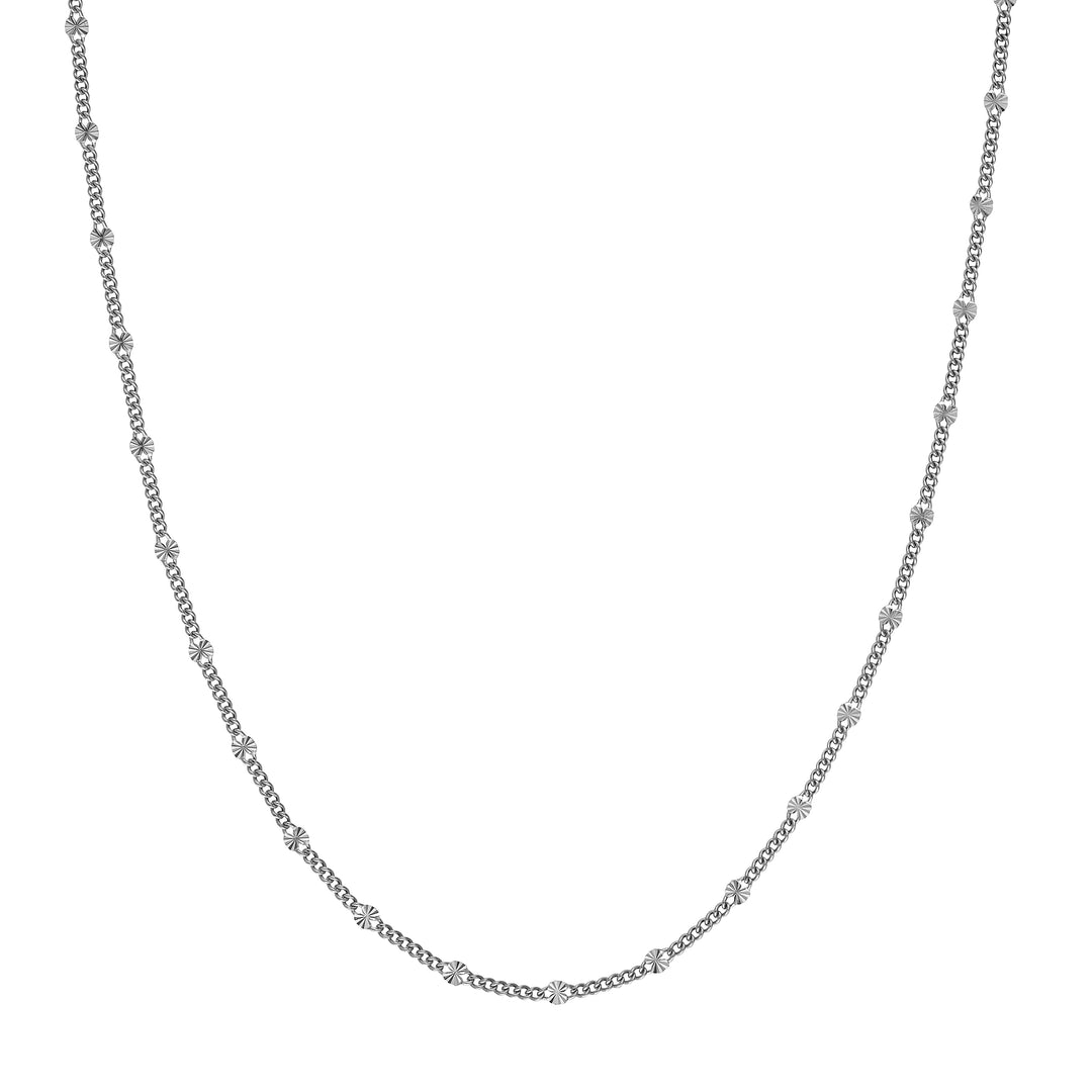 Radiant Disk Stations on Curb Chain with Pear Shape Lock