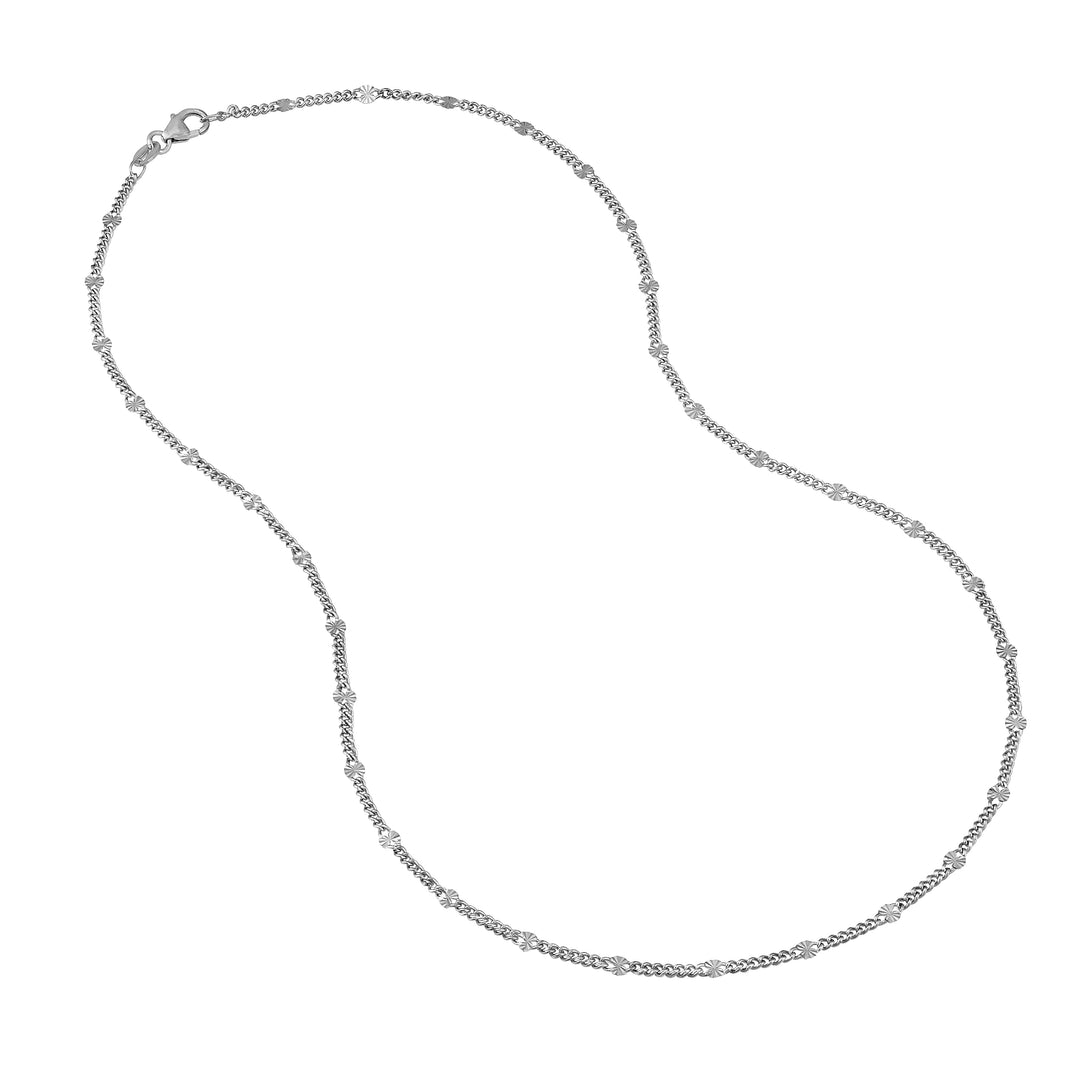 Radiant Disk Stations on Curb Chain with Pear Shape Lock