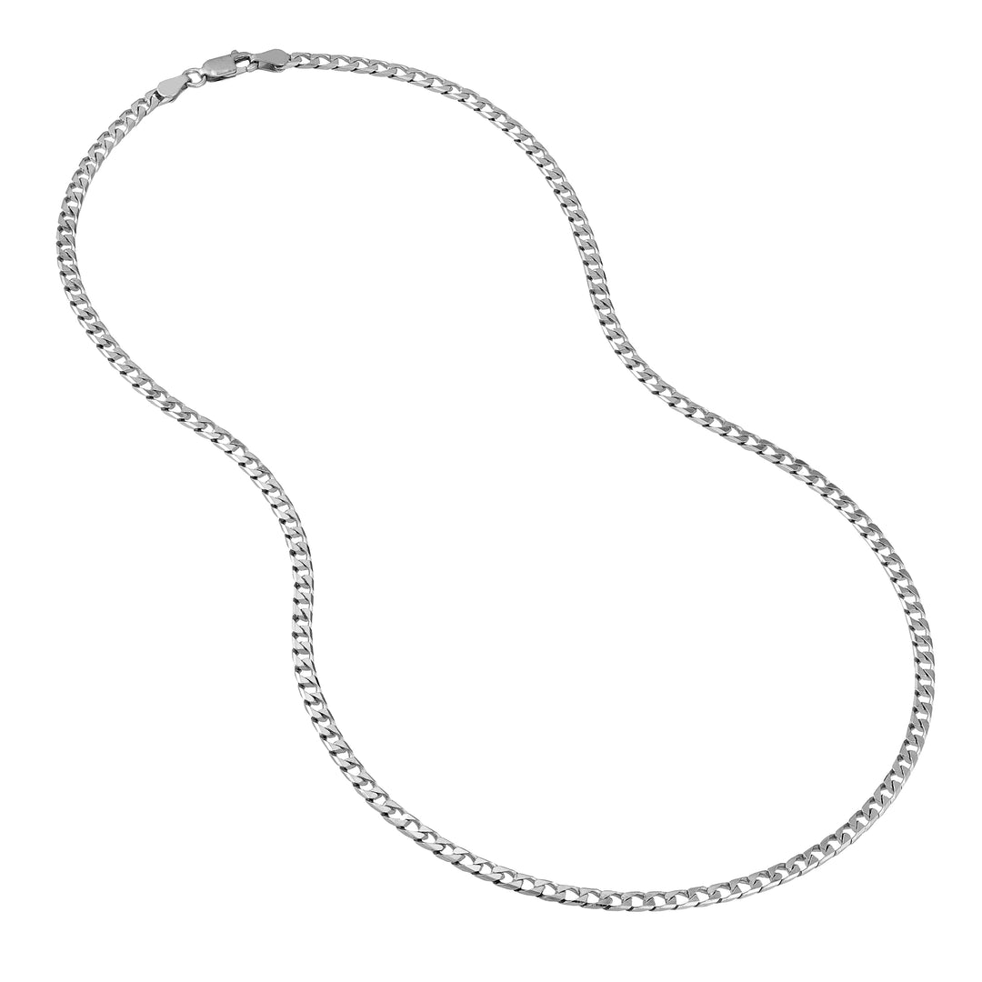 Sterling Silver 3.45mm Square Curb Chain with Lobster Lock