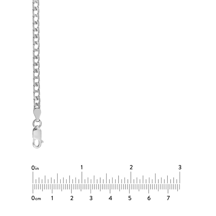 Sterling Silver 3.45mm Square Curb Chain with Lobster Lock