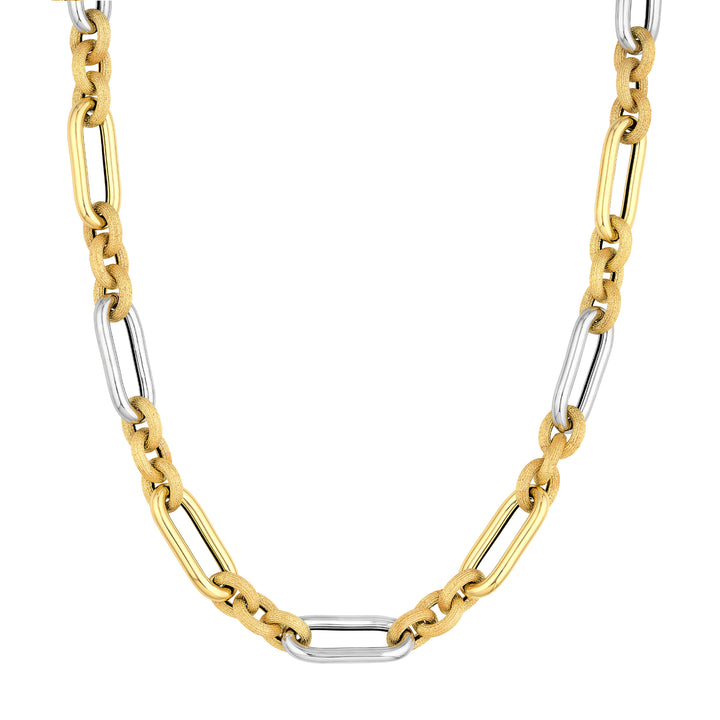 Two-Tone (3+1) Paper Clip Brushed Polished Chain