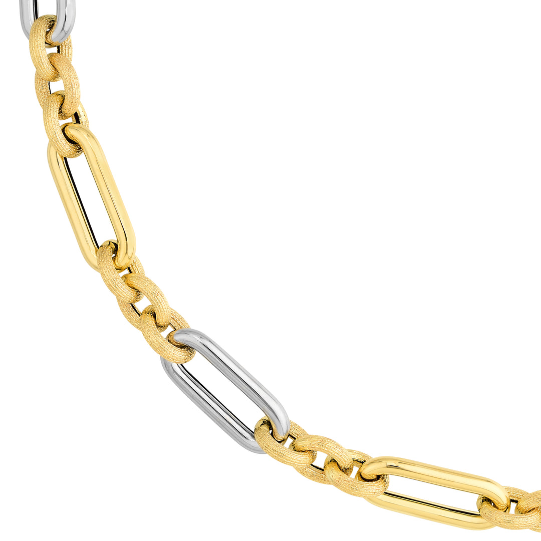 Two-Tone (3+1) Paper Clip Brushed Polished Chain