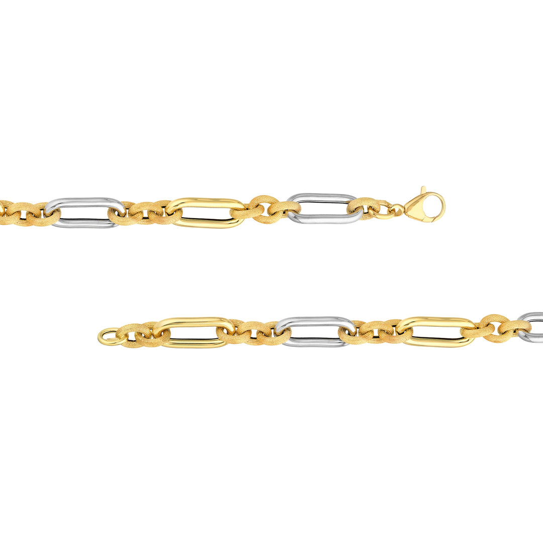 Two-Tone (3+1) Paper Clip Brushed Polished Chain