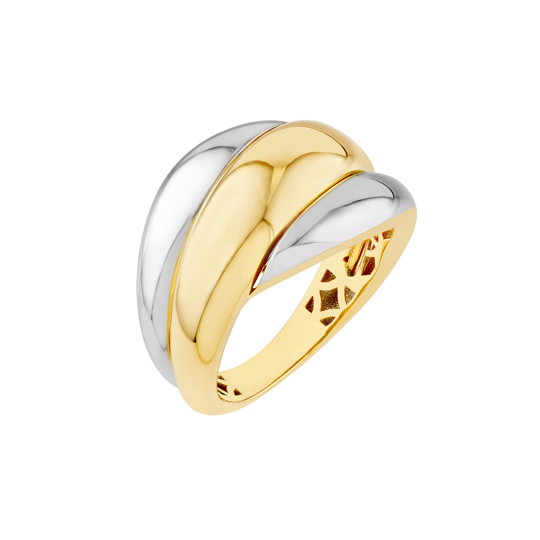Two-Tone Triple Row Twist Ring