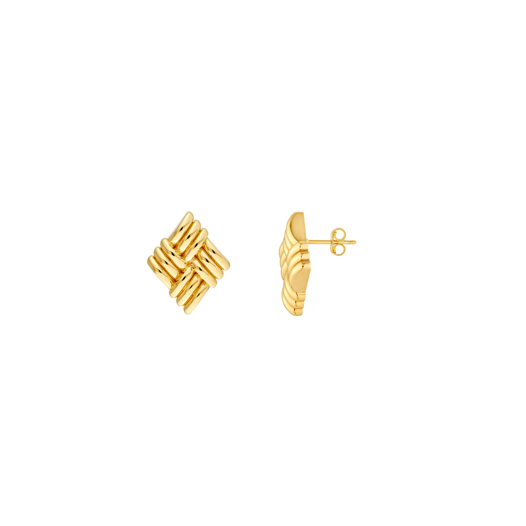 Square Lattice Pattern Stud Earrings