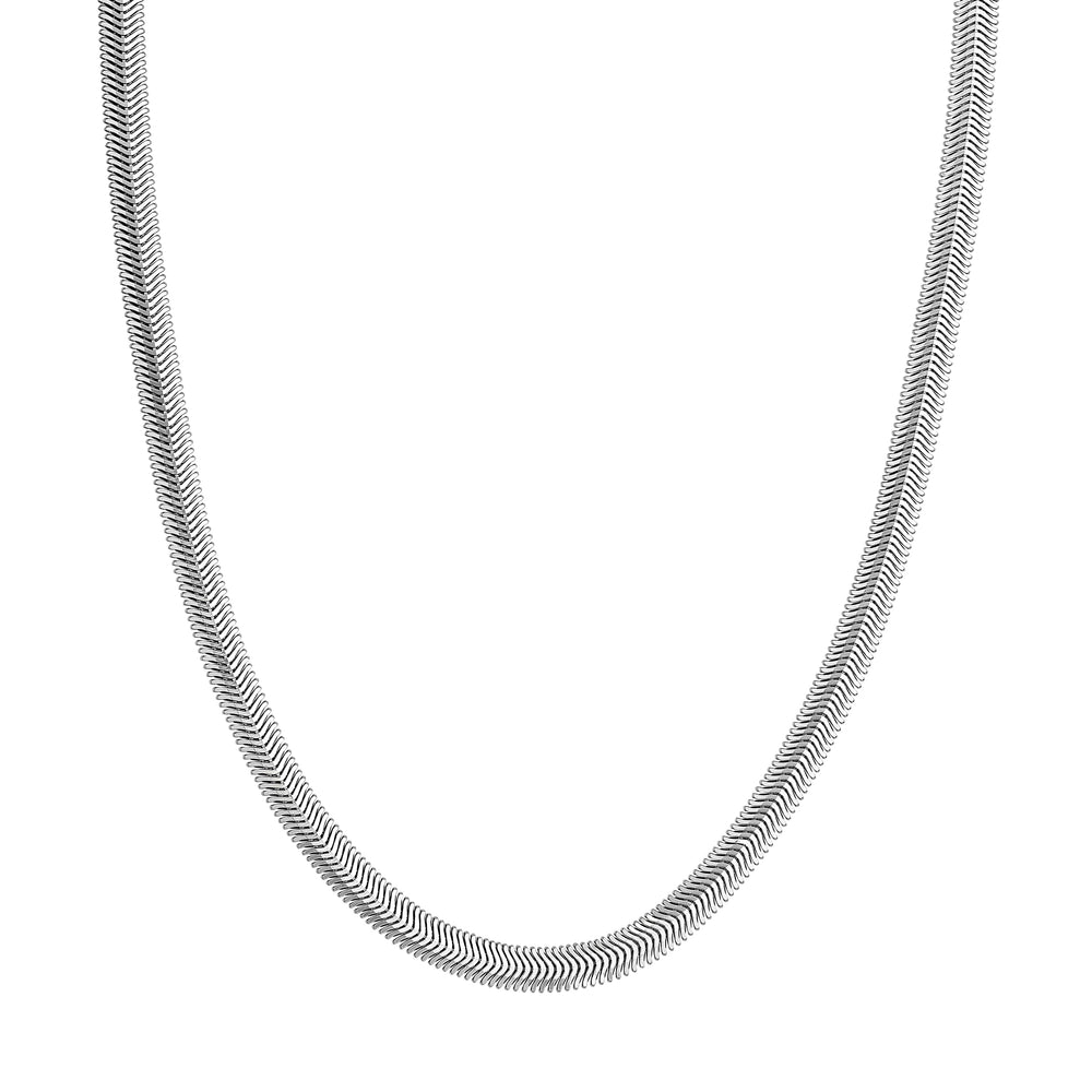 Sterling Silver 6.40mm D/C Flat Oval Snake Chain