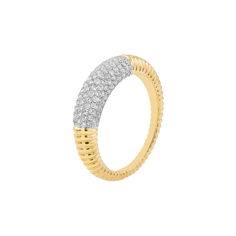 Diamond Pavé Ribbed Dome Ring