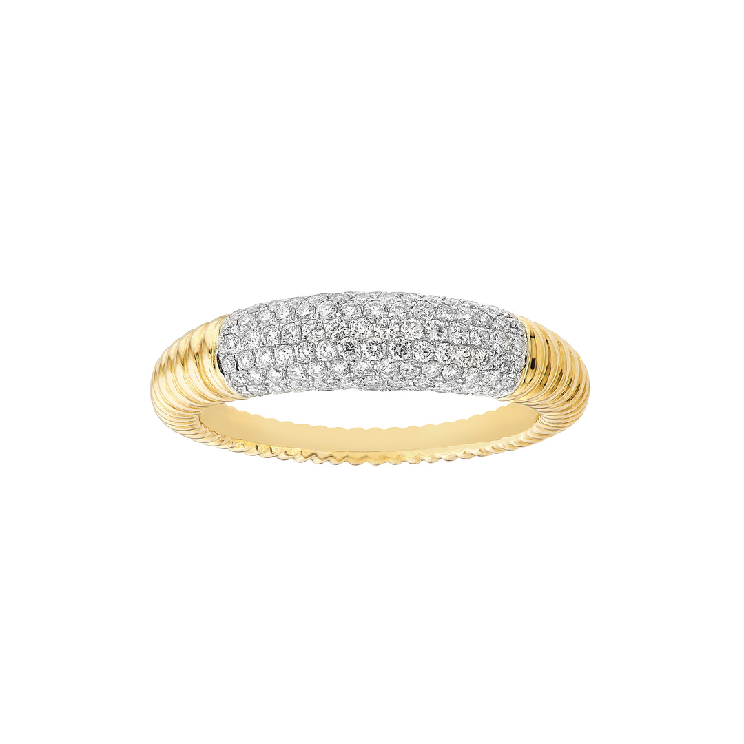 Diamond Pavé Ribbed Dome Ring