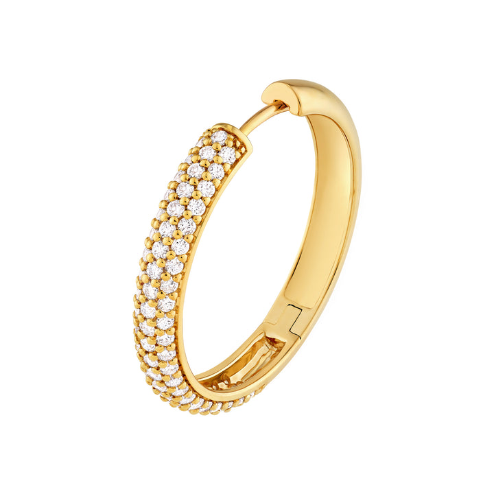 3 Row Diamond Pavé Hoop Earrings (1-1/3tcw)