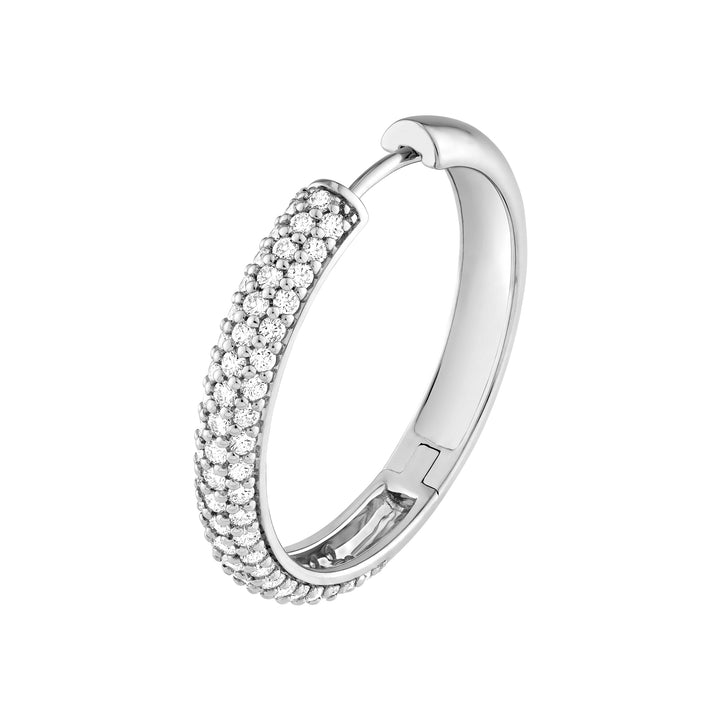 3 Row Diamond Pavé Hoop Earrings (1-1/3tcw)