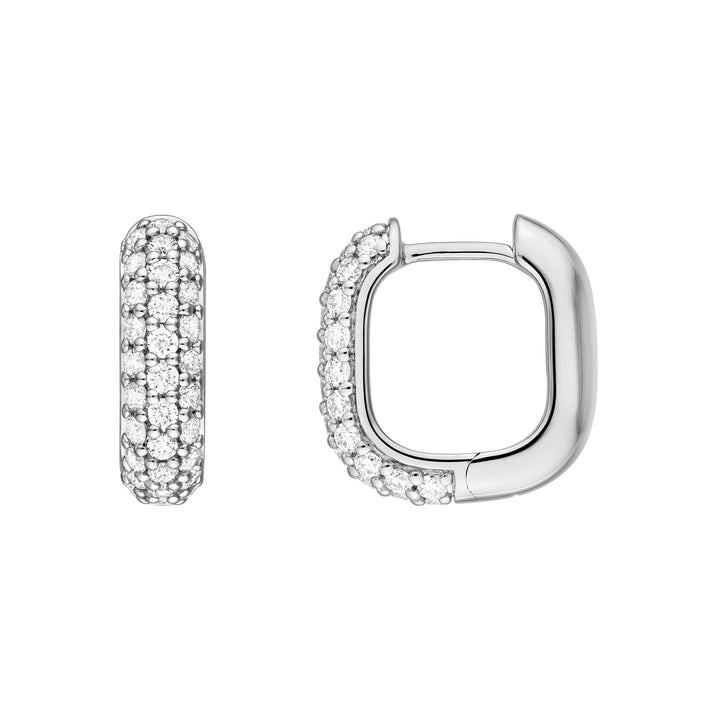 3 Row Pavé Diamond Paper Clip Huggies (5/8tcw)