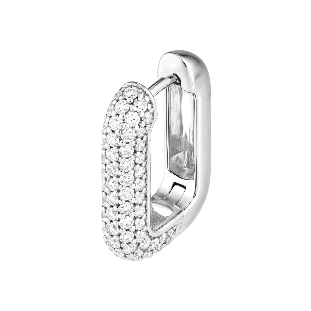 3 Row Pavé Diamond Paper Clip Huggies (1tcw)