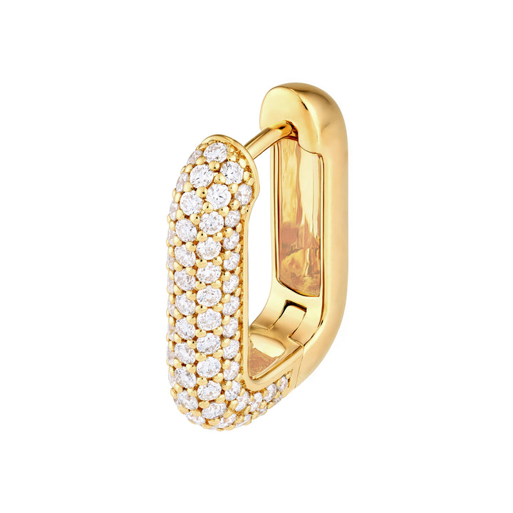 3 Row Pavé Diamond Paper Clip Huggies (1tcw)