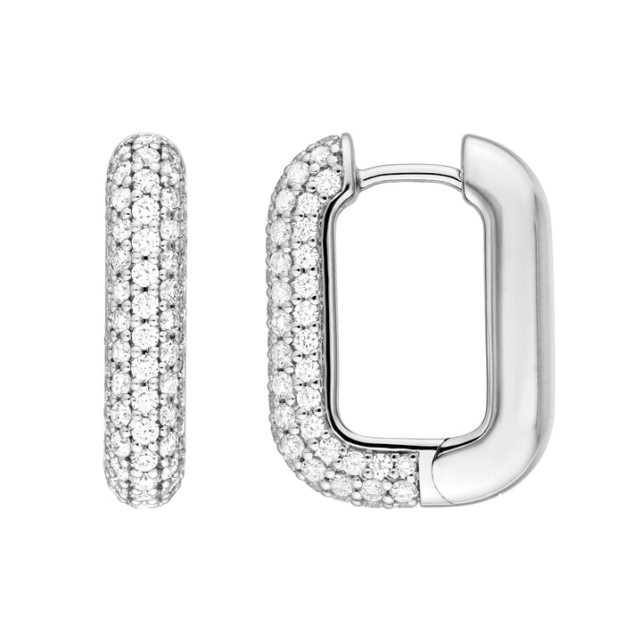 3 Row Pavé Diamond Paper Clip Huggies (1tcw)