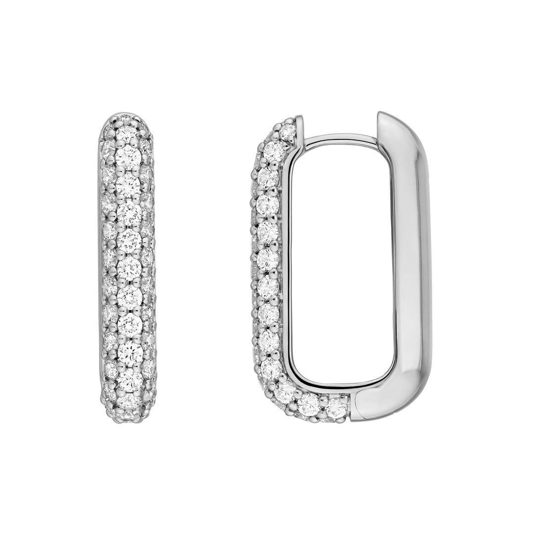3 Row Pavé Diamond Paper Clip Earrings (1-3/8tcw)