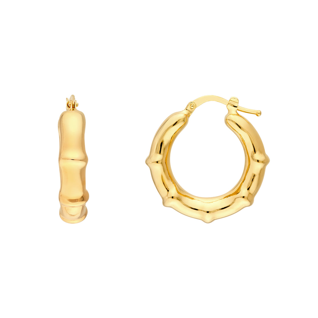 Smooth Bamboo Round Hoop Earrings