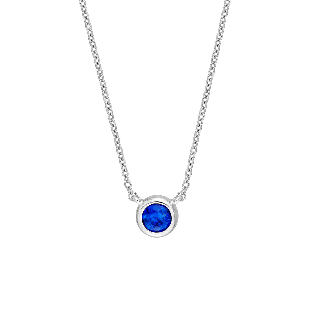 4mm Rnd Blue Sapphire Bezel Adj Necklace