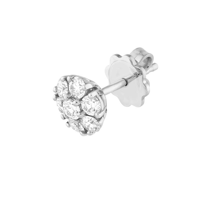 1tcw Diamond Cluster Stud Earrings
