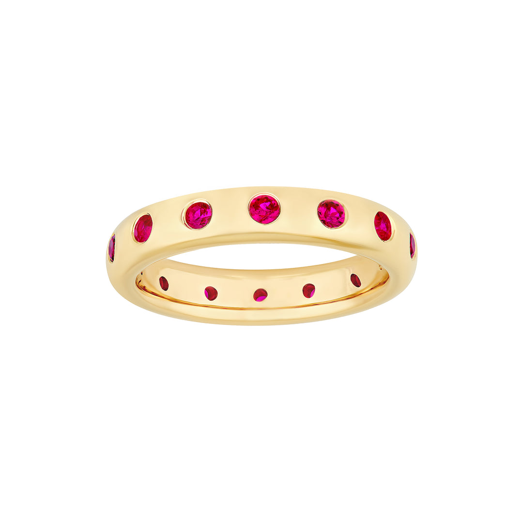 1/2tcw Round Ruby Straight Band Ring