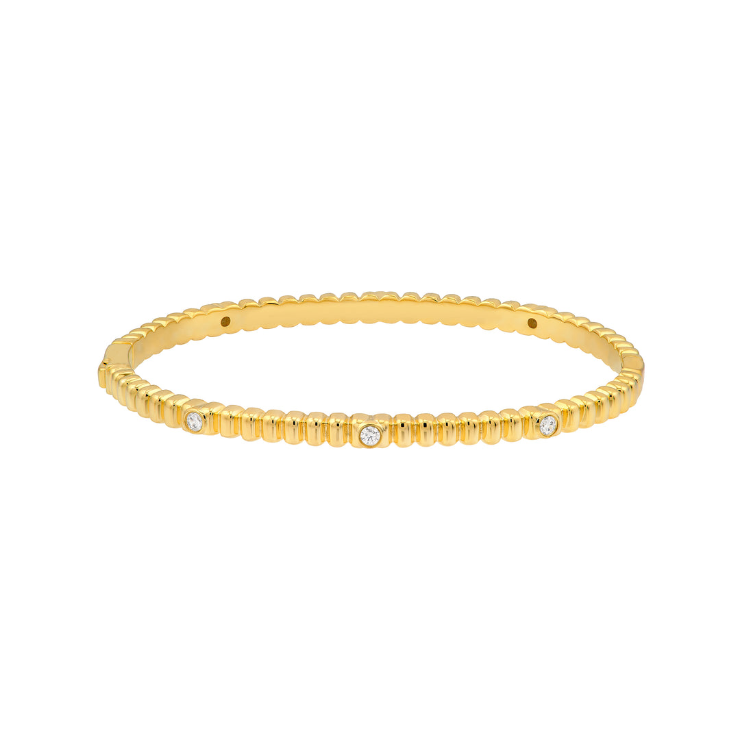 Diamond Fluted Station Bangle Bracelet (1/4tcw)