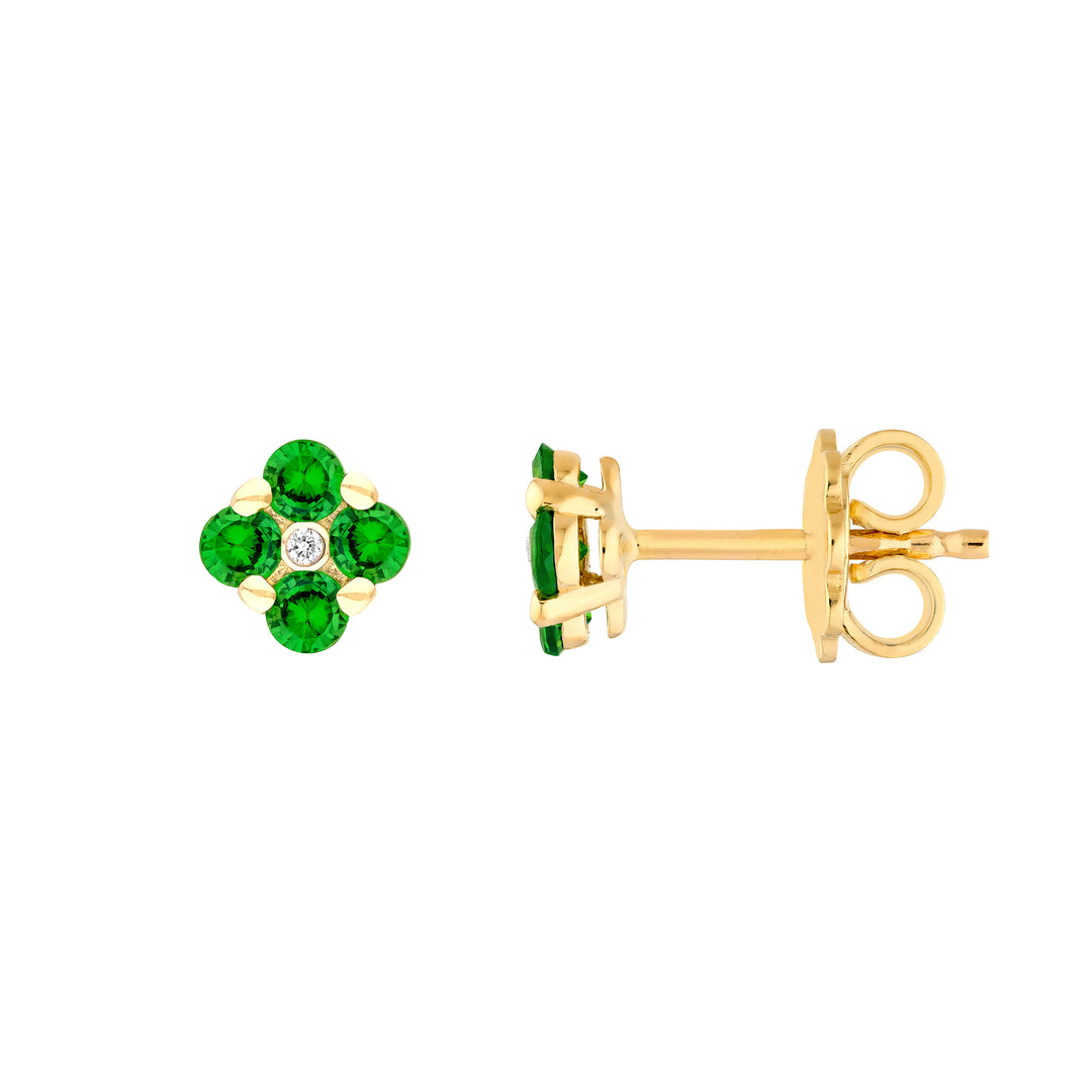 2.5mm Tsavorite Flower Stud Earrings
