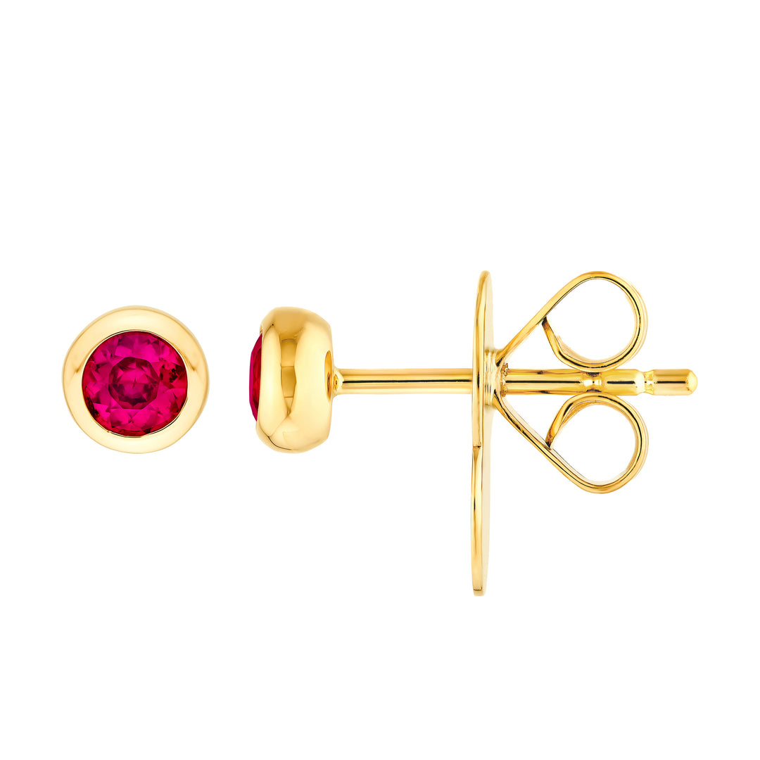 4mm Rnd Ruby Bezel Stud Earrings
