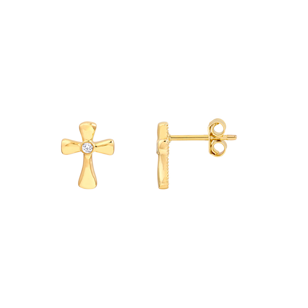 2.5pt Dia Cross Stud Earrings