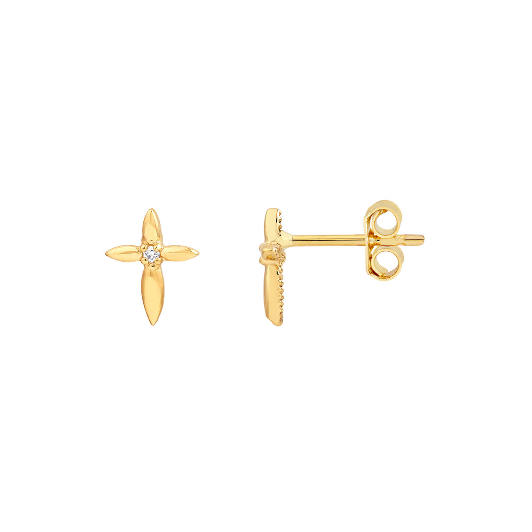 2pt Diamond Cross Stud Earrings