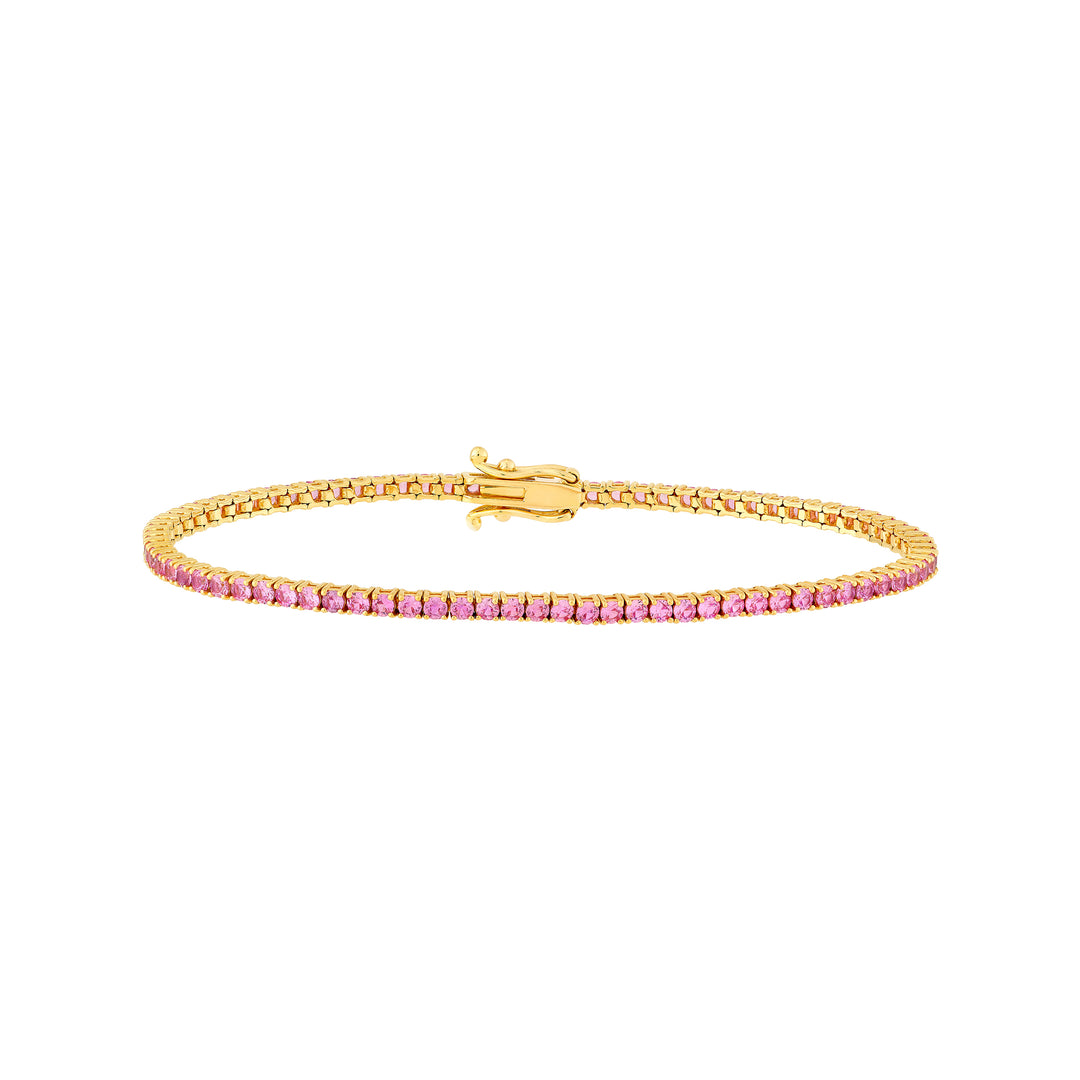 2.0mm Pink Sapphire Straight Tennis Bracelet