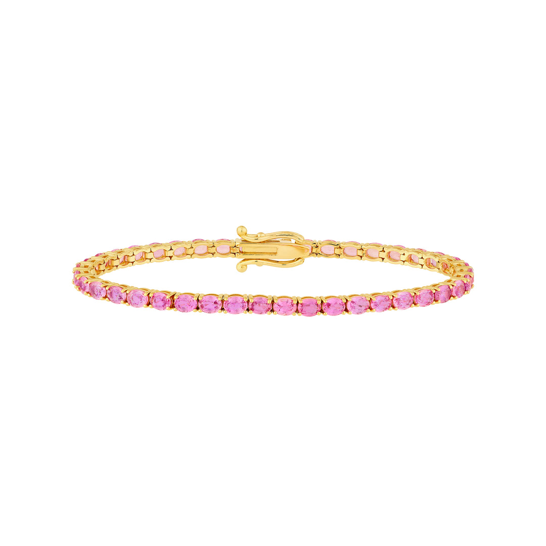 Oval Pink Sapphire Tennis Bracelet