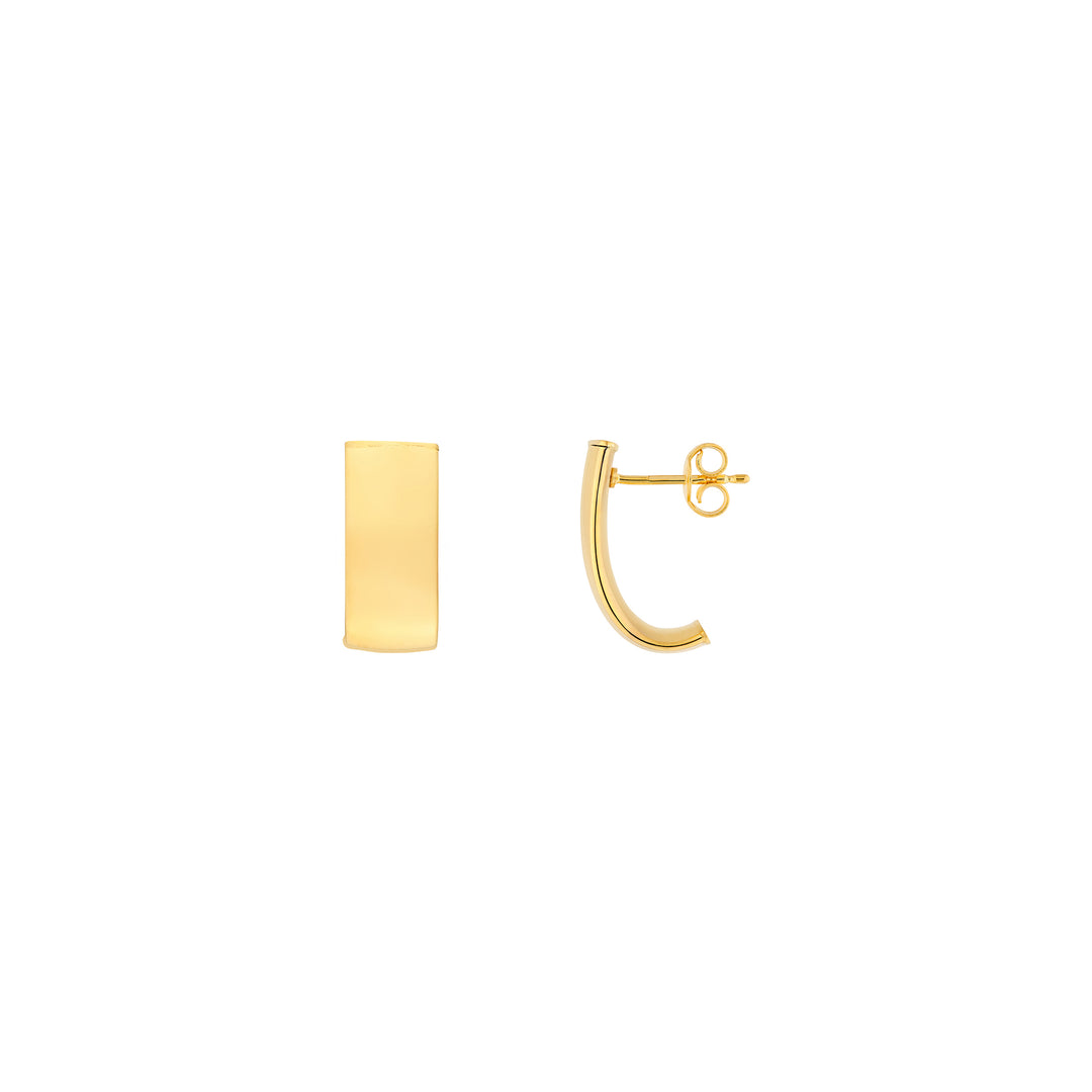 8mm Small Flat Oval Tube J Hoop Earrings