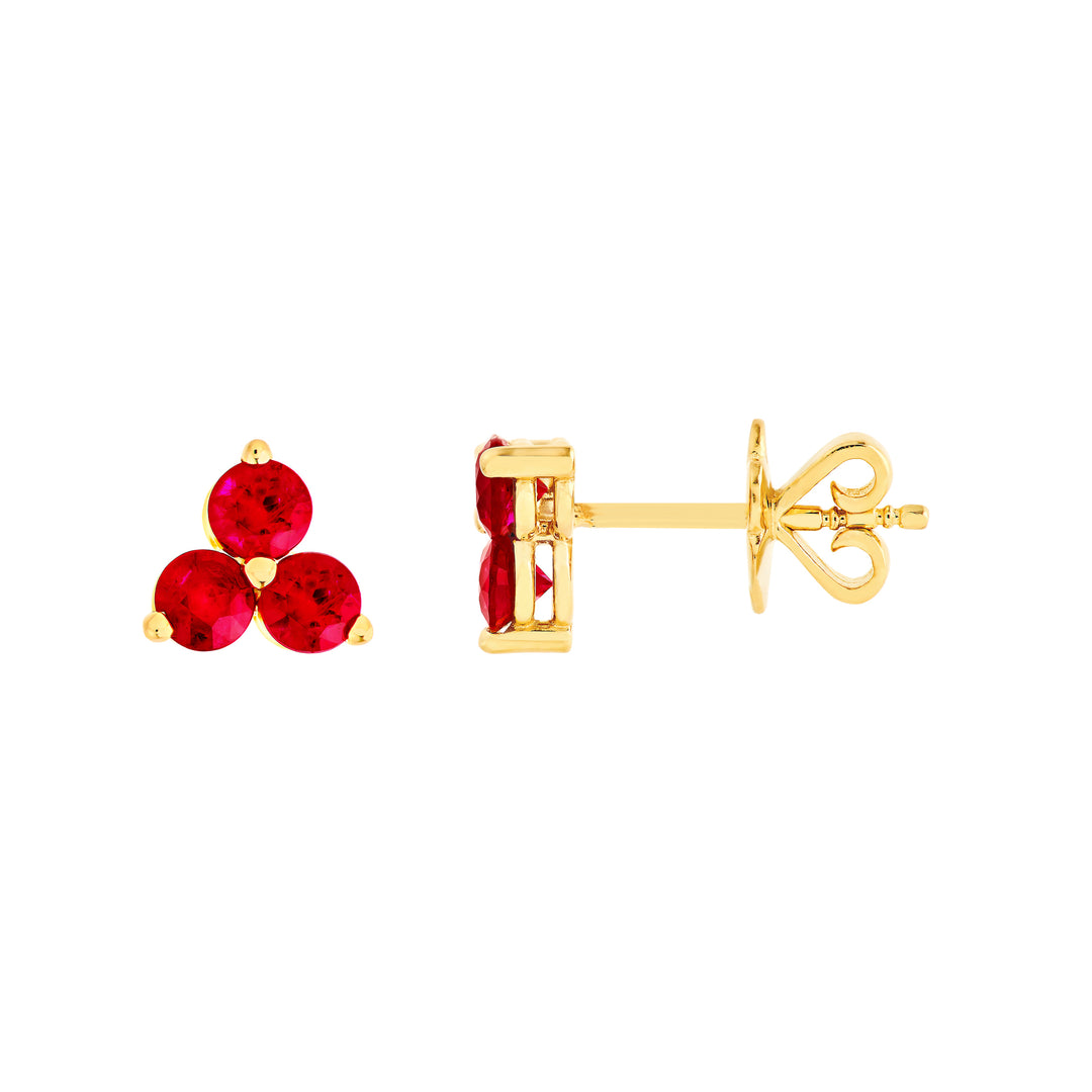 3.5mm Ruby Trio Stud Earrings