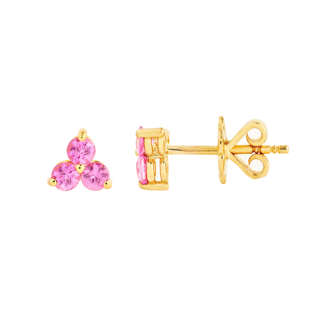 3.0mm Pink Sapphire Trio Stud Earrings