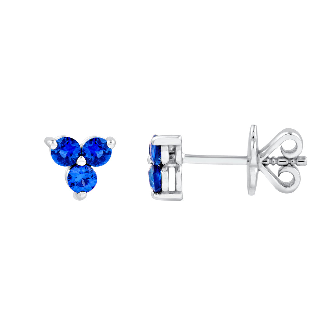 2.9mm Blue Sapphire Trio Stud Earrings