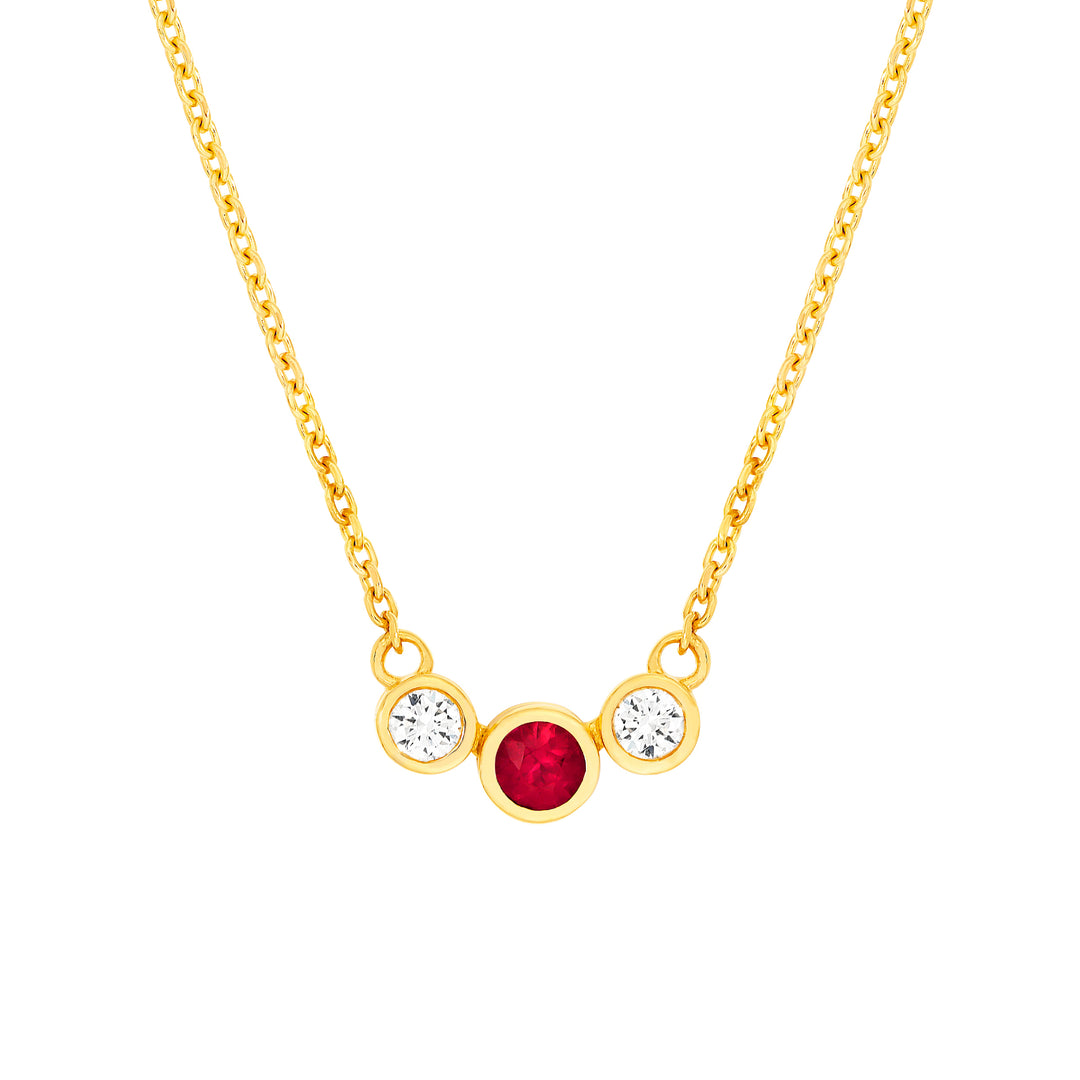 3.7mm Ruby & 1/5tcw Diamond Bezel Graduated Necklace