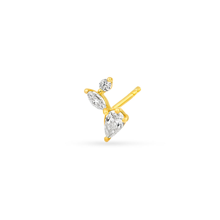 3/4tcw Pear Marquise & Round Diamond Cluster Stud Earrings