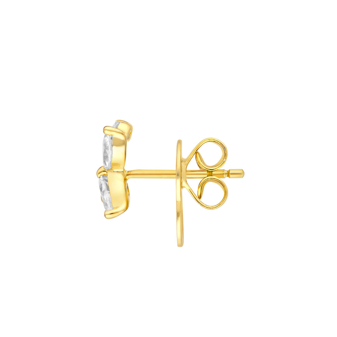 3/4tcw Pear Marquise & Round Diamond Cluster Stud Earrings