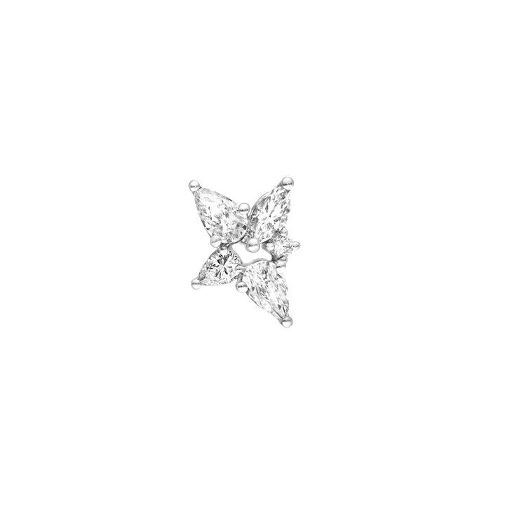 1-1/2tcw Pear Marquise & Round Diamond Stud Earrings