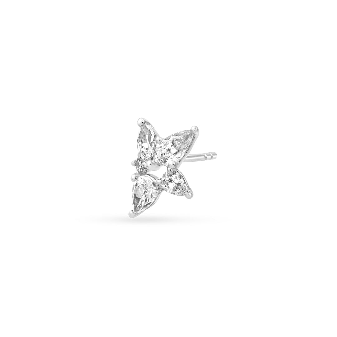 1-1/2tcw Pear Marquise & Round Diamond Stud Earrings