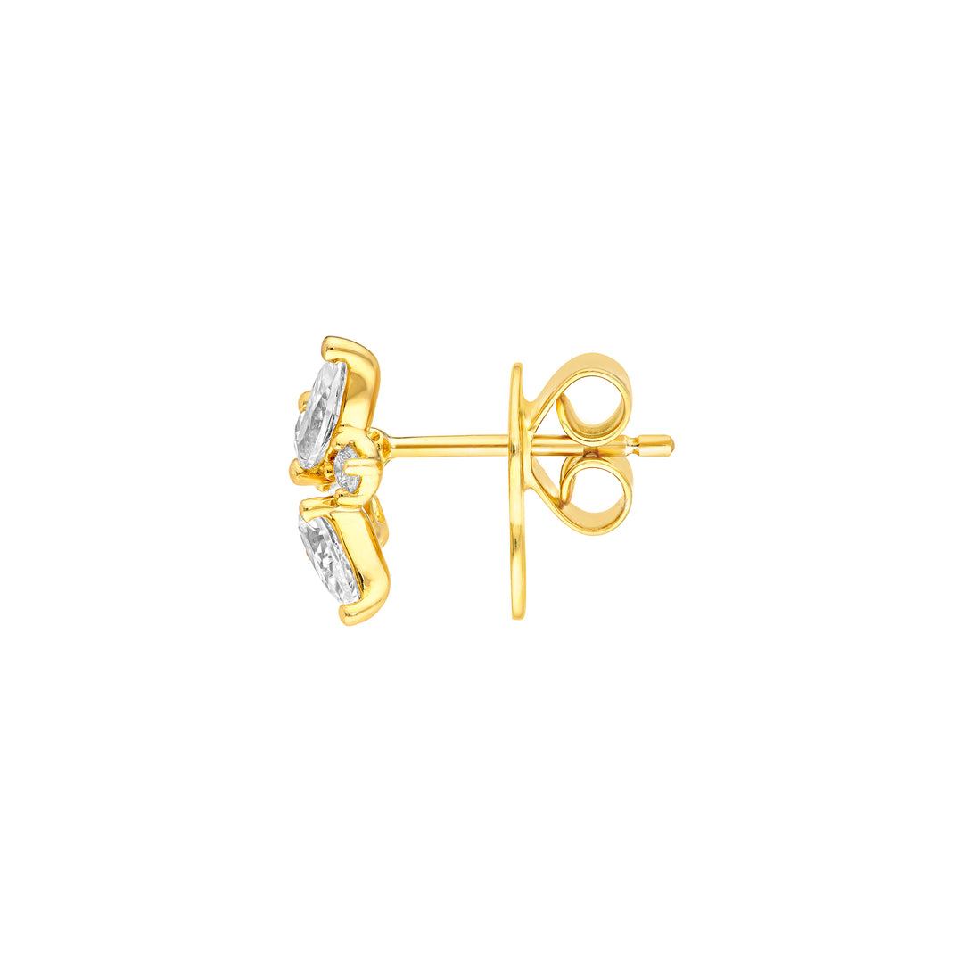 1-1/2tcw Pear Marquise & Round Diamond Stud Earrings