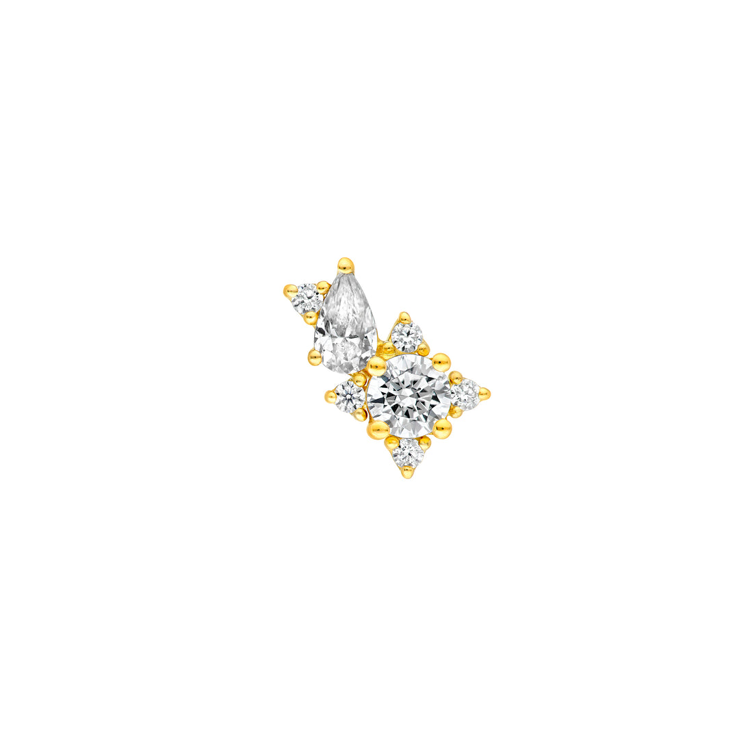 1-1/8tcw Pear & Round Diamond Stud Earrings