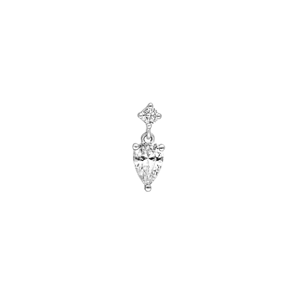 1tcw Pear & Round Diamond Stud Earrings