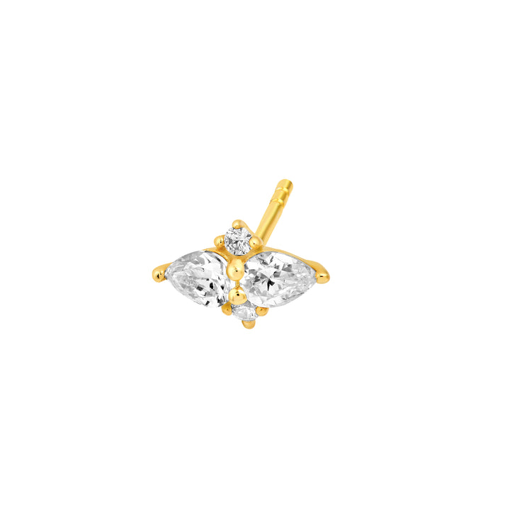 7/8tcw Pear & Round Diamond Earrings